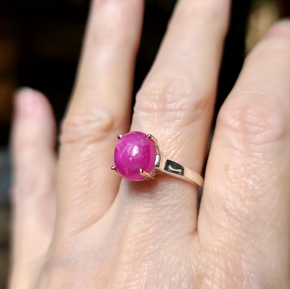 Star Ruby Sterling & Gold solitaire ring sz7 - Picture 4 of 12
